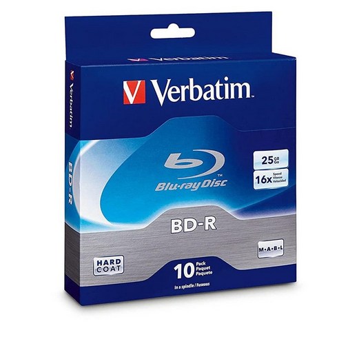 Verbatim BD-R DL 50GB 6X 블루레이 공 미디어 디스크 – 10팩 스핀들, 25GB_10 Pack Spindle 50gb프린터블