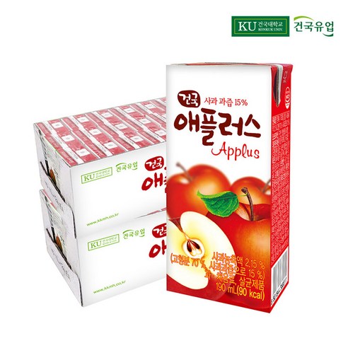 상큼한 사과의 맛과 영양을 그대로, 건국 애플러스 190ml 48팩!