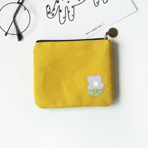 【지갑】한국어 스타일 간단한 동전 지갑 동전 가방 여성 학생 캔버스 귀여운 키 가방 미니 클러치 작은 지갑