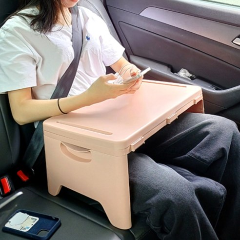 지티오비 접이식 차량용 테이블 차량용노트북거치대 차량용식탁, 핑크, 1개