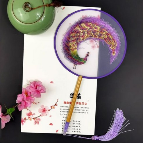 원형부채 빈티지부채 복고풍부채 복고풍 빈티지 여름 핸드메이드 공예 엔틱 폴딩, SKU-16