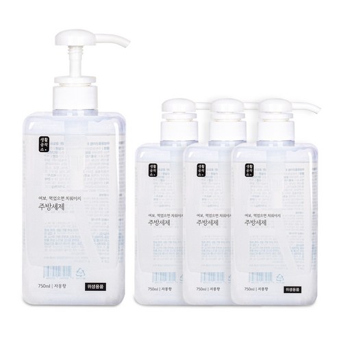 생활공작소 주방세제 자몽향, 750ml, 4개입