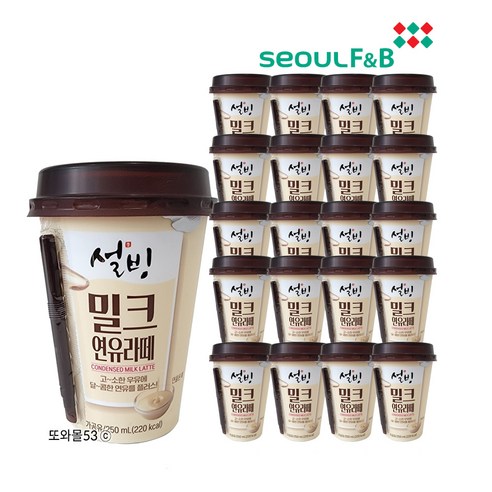 서울FnB카페 설빙 밀크연유라떼 250mlx20개입 자판기우유편의점, 250ml, 60개