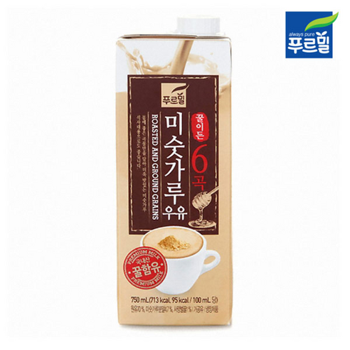 푸르밀 미숫가루우유 꿀이든 6곡우유, 750ml, 2개, 1개