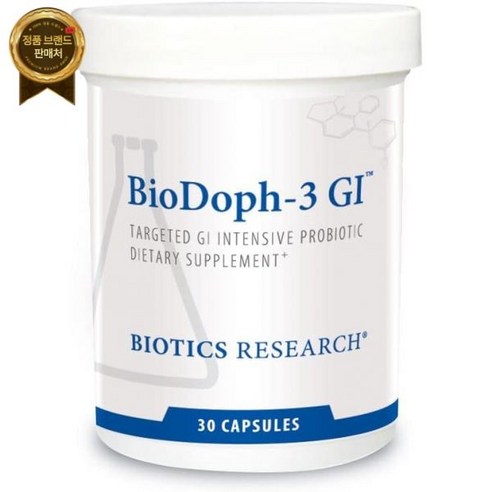 Biotics Research 바이오틱스 연구 BioDop-3 GI 표적 프로바이오틱스 캡슐 – 임상 검증 완료, 유제품 프리, 30정