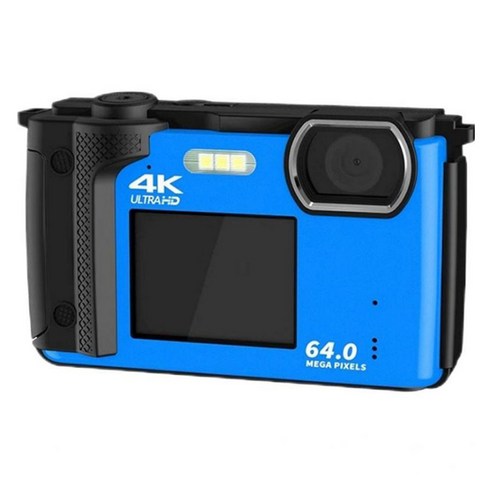 코메리 듀얼 스크린 디지털 카메라 + 64G 메모리 카드, FS01(블루)