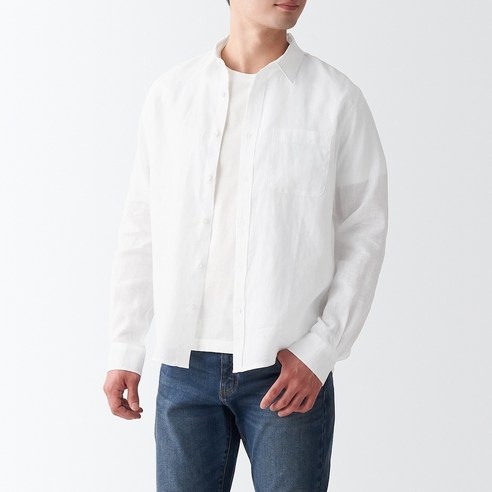 무인양품 MUJI 남성 프렌치 리넨 워싱 셔츠 ACA31ZZZ