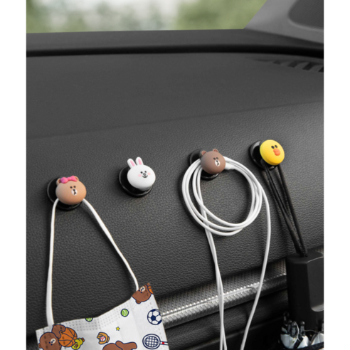 카카오 라인프렌즈 귀여운 캐릭터 자동차 주차번호판 / 주차알림판, 7)캐릭터후크(4종), 1개