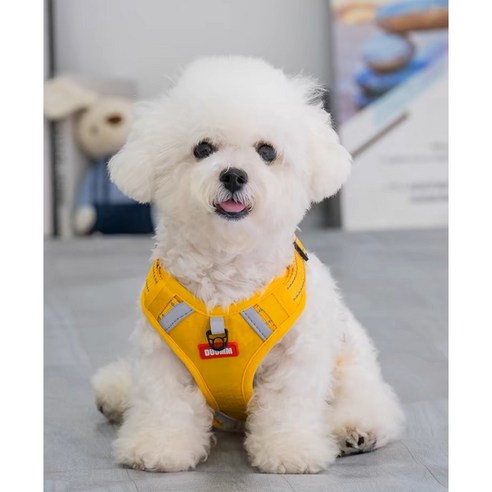 강아지 가슴줄 하네스 리드줄 세트 소형견 중형견용, 옐로우, 1세트
