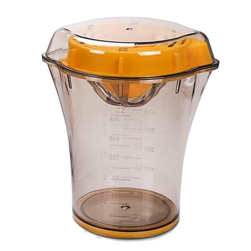 Youmine 오렌지 압착기 감귤류 레몬 핸드 과즙 짜는기구 스트레이너 및 컨테이너 컵이있는 수동 노란색