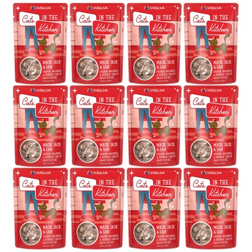 웨루바 캣츠인더키친 맥 잭 앤 샘 주식파우치, 연어, 85g, 12개
