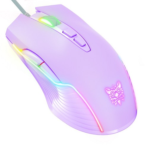 YJQ 게이밍마우스 RGB LED 게이밍 마우스 게이밍 옵티컬 마우스 동적 발광 6단 DPI 조절 가능, 자색