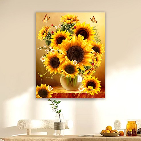 액자 캔버스형 보석십자수 DIY 키트 40 x 50 cm, SZX020해바라기