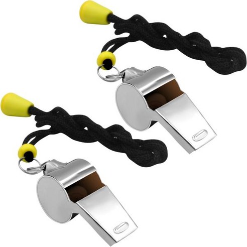 호루라기 휘슬 스포츠 호각 전자 호신 Whistle Stainless Steel Sports Whistles with Lanyard Loud Crisp Sound Great f, 2PCS