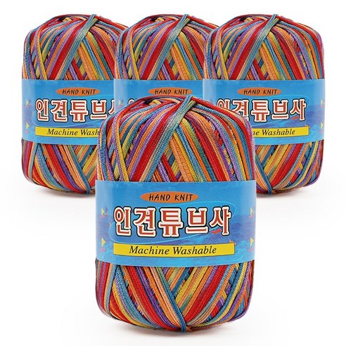 필립섬유 쎄비 인견 튜브사 뜨개실 90g x 4p, 620 무지개