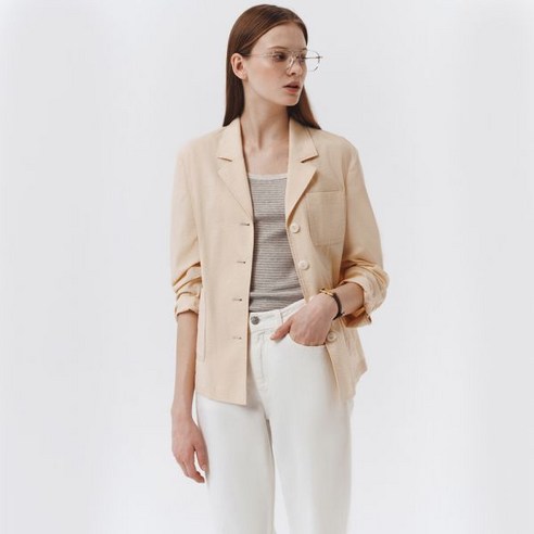 던스트 SUMMER NATURAL SEERSUCKER JACKET YELLOW BEIGE_UDJA3B224I2