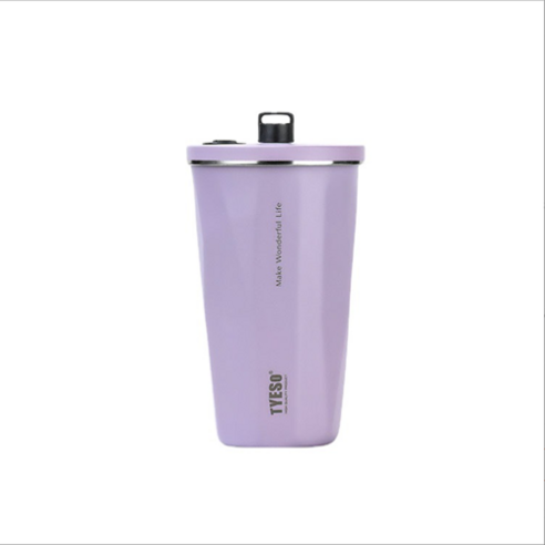 TYESO텀블러/콜드컵 600ml 스테인리 스보온보냉커피 잔+ 스테인리스빨대+ 세척솔 포함, 흰색