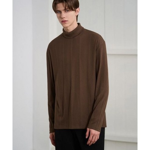 국내정품 드로우핏 포멀릭 리브드 터틀넥 티셔츠 [BROWN] FORMALIC RIBBED TURTLE-NECK T-SHIRT