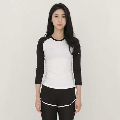 나야스타일 여성용 요가복 에어 딜라잇 투 톤 롱슬리브