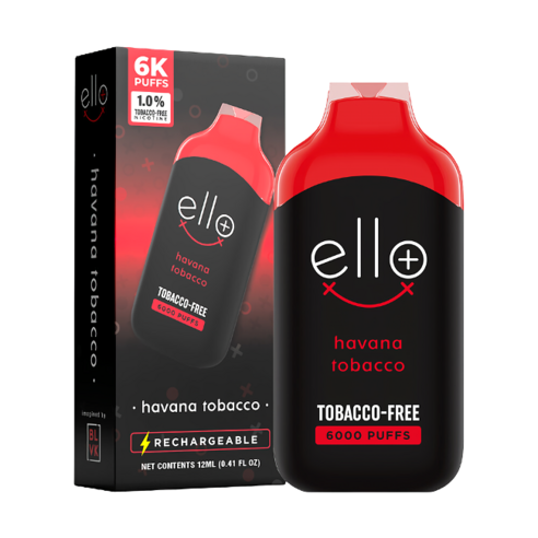 BLVK 엘로 플러스 12ml 6000퍼프 대용량 1% 일회용 전자담배, 1개, 하바나 토바코