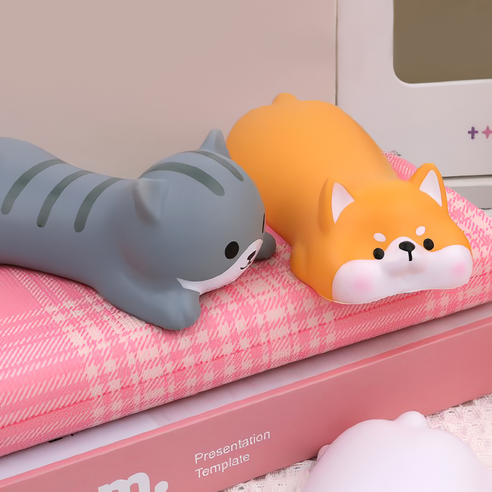 로앤제이 마우스 키보드 손목 받침대 보호대 손목보호쿠션, 1개, 강아지+고양이
