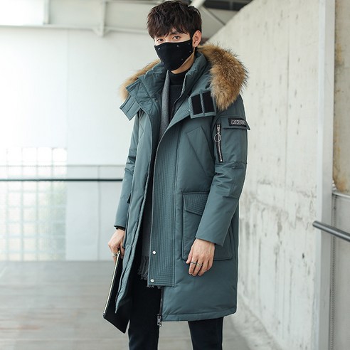 Mao남성 다운 재킷 새로운 겨울 중반 다운 재킷 두꺼운 따뜻한 패션 브랜드 커플 모피 칼라 후드 코트