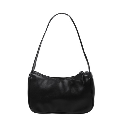 여성의 작은 어깨 가방 PU 가죽 가방 미니 숄더 백 솔리드 컬러 핸드백 여성 가방 블랙