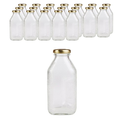 가인글로벌 사각 델몬트병300 +골드캡, 38러그캡 (골드), 20개, 300ml