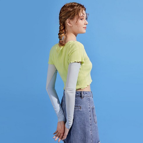 DFMEI 쿨토시 선블럭 여아 아이스 자외선 차단 팔뚝 라이딩 스포츠 롱 아암입니다, DFMEI YW 쿨 토시 블루요