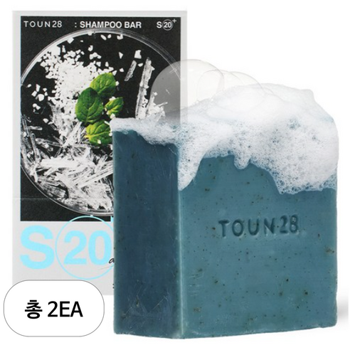 톤28 머리감을거리 S20 멘톨 페퍼민트 두피쿨링 고체샴푸, 100g, 2개