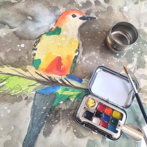 🎨 붓 들고 떠나는 나만의 작은 미술관, 휴대용 미니 파레트 물통 세트! 미니파레트