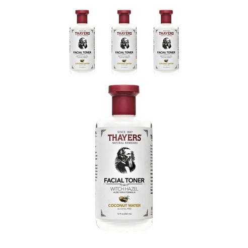 세이어스 페이셜 토너 위치 하젤 코코넛 워터, 4개, 355ml