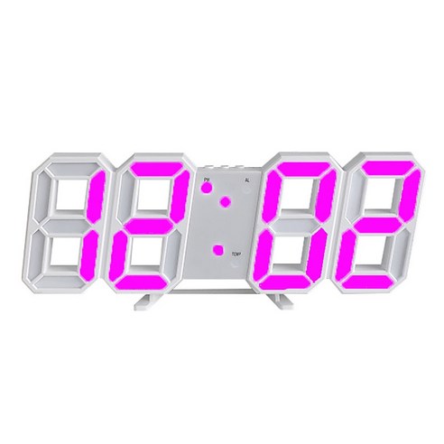 볼파스 무소음 3D LED 인테리어 감성시계, 화이트퍼플