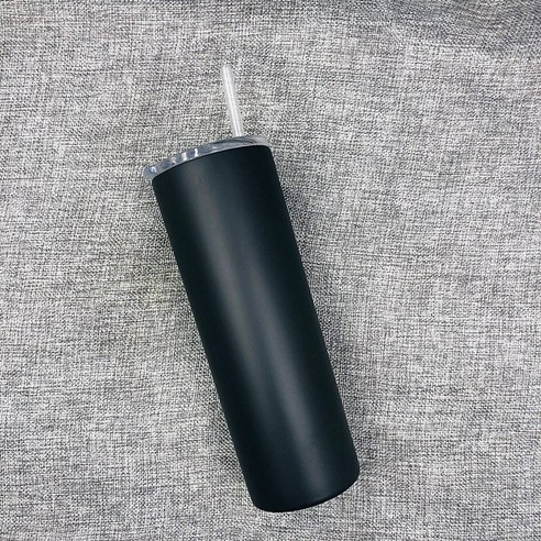 KORELAN20oz 직신 컵 창의 보온 커피 빨대 컵 야외 304 스테인리스강 자동차 컵, 풀 벙어리 블랙 배합 플라스틱 빨대, 20oz 배평 덮개