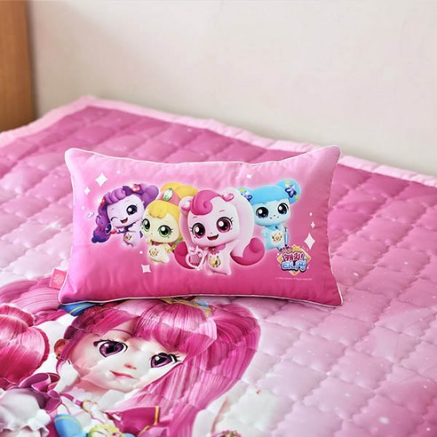  침대와 어울리는 편안한 수면용품 종합 패키지 여름 침구샵 캐치티니핑 순면베개 25x45cm(마이크로화이버 베개 솜), 핑크, 1개