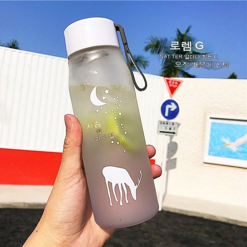 Onllyer 1000ml 대용량 물병 바운스 커버 시간 규모 알림 야외 스포츠 휘트니스에 대 한 휴대용, 하나, 560ml grey