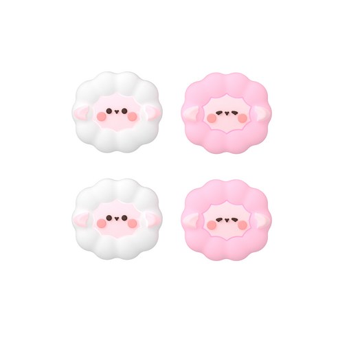 이이네 닌텐도 스위치 조이콘 아날로그 귀여운양 스틱커버 2종 x 2p 세트, 1세트, 핑크, 화이트, l1029