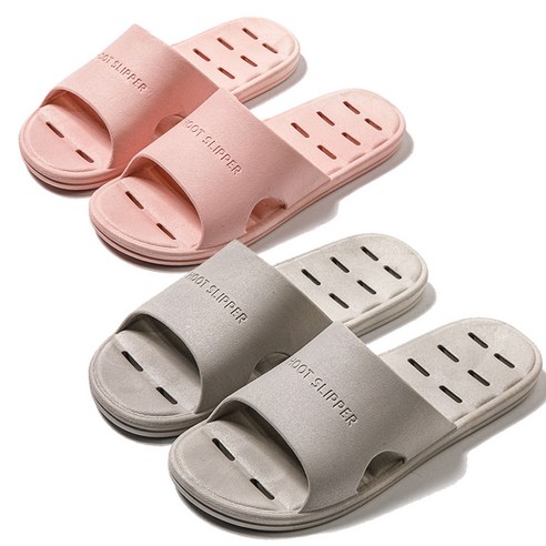 디오바스 미끄럼방지 PVC 화장실 슬리퍼 물빠짐 욕실화 실내화 남성 여성 2개 세트, 핑크, 그레이, 1세트