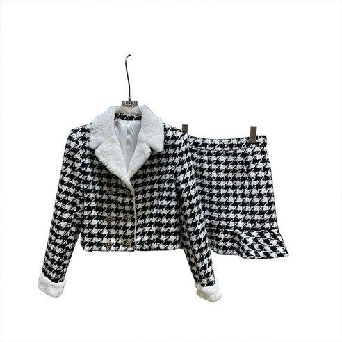 KORELAN 가을 겨울 패션 우아 지그재그 칼라 스웨터 + 하이웨스트 스커트