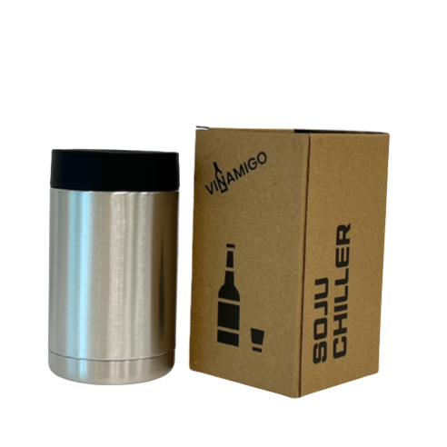 VINAMIGO 캔 쿨러 355mL 스텐 소주 보냉 칠러, 1개, 클래식블랙 (미사용)