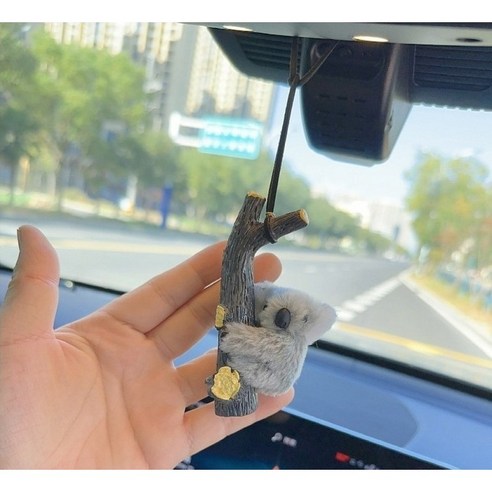 다렌 귀여운 코알라 뒷면에 거울 장식 자동차 액세서리 차량 인테리어 소품 DZ, 그레이, 1개