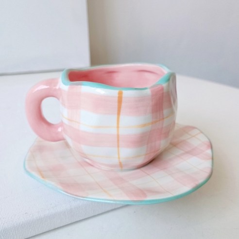 티아오 디자인 핸드메이드 도자기 컵 250ml 우유 커피 쥬스 컵, 핑크