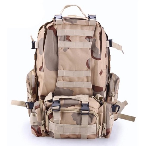 HF & 50L 대용량 4in1 카무플라주 캠핑가방 등산배낭 여행용백팩, 샌드