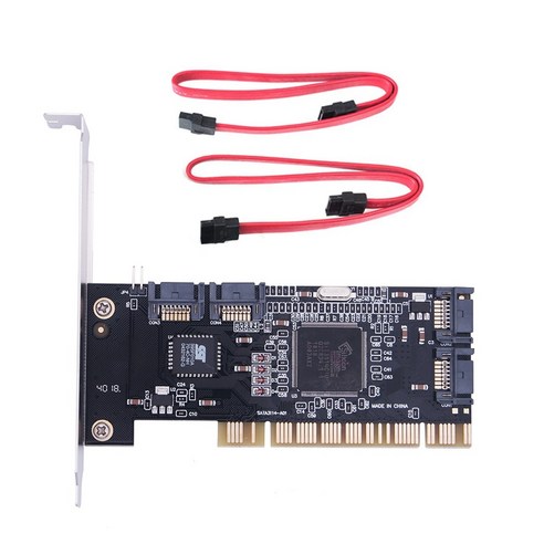 Monland 4 포트 PCI SATA RAID 컨트롤러 내부 확장 카드(데스크탑 PC용 하드 드라이브 지원) 2개의 케이블 포함, 검은 색