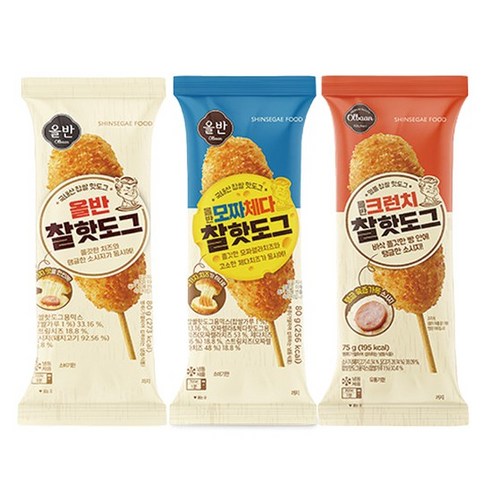 올반 찰핫도그/모짜체다핫도그/크런치핫도그 20봉, 크런치 찰핫도그 75g * 20봉