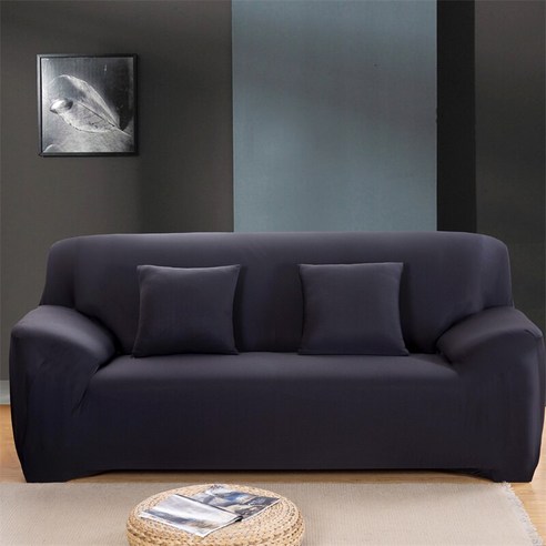[XIG] Housmife 단색 소파 커버 거실 소파 커버 코너 소파 커버 Slipcover Chair Protector 1/2/3/4 인승, 1Pc 145-185Cm, 블랙