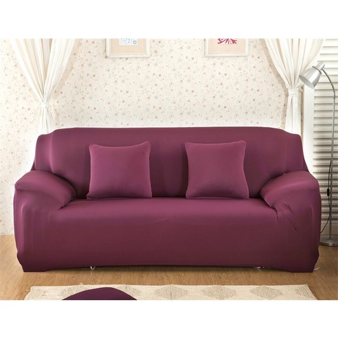 [XIG] Housmife 단색 소파 커버 거실 소파 커버 코너 소파 커버 Slipcover Chair Protector 1/2/3/4 인승, 1Pc 145-185Cm, 콩 레드