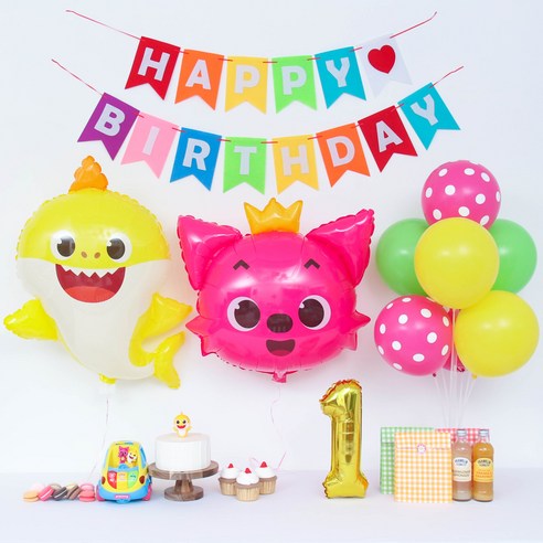 이벤트홀릭 아기상어 핑크퐁 풍선 생일파티세트, 1