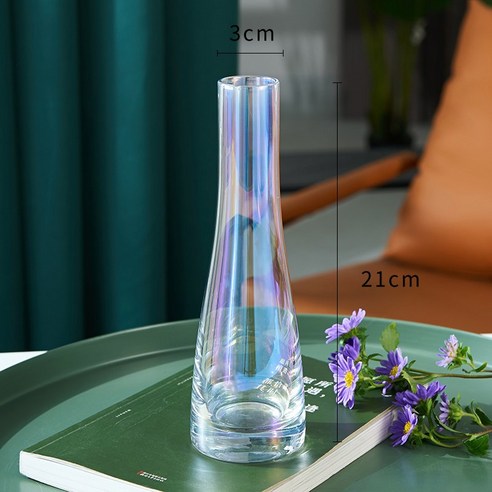 DFMEI 북유럽 인스아이디어 심플 유리 꽃병 투명 수양 꽃 거실 물컵 단짝 꽃병자락입니다.건, DFMEI 0721 (다채로운), 중간