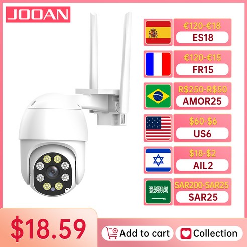 휴대용 와이파이 에그 포켓와이파이 JOOAN 5MP 3MP PTZ WIFI IP 카메라 야외 4X 디지털 줌 컬러 야간 H265 P2P 오디오 홈 보안 CCTV 무선, 13.3MP add 128G card - EU plug